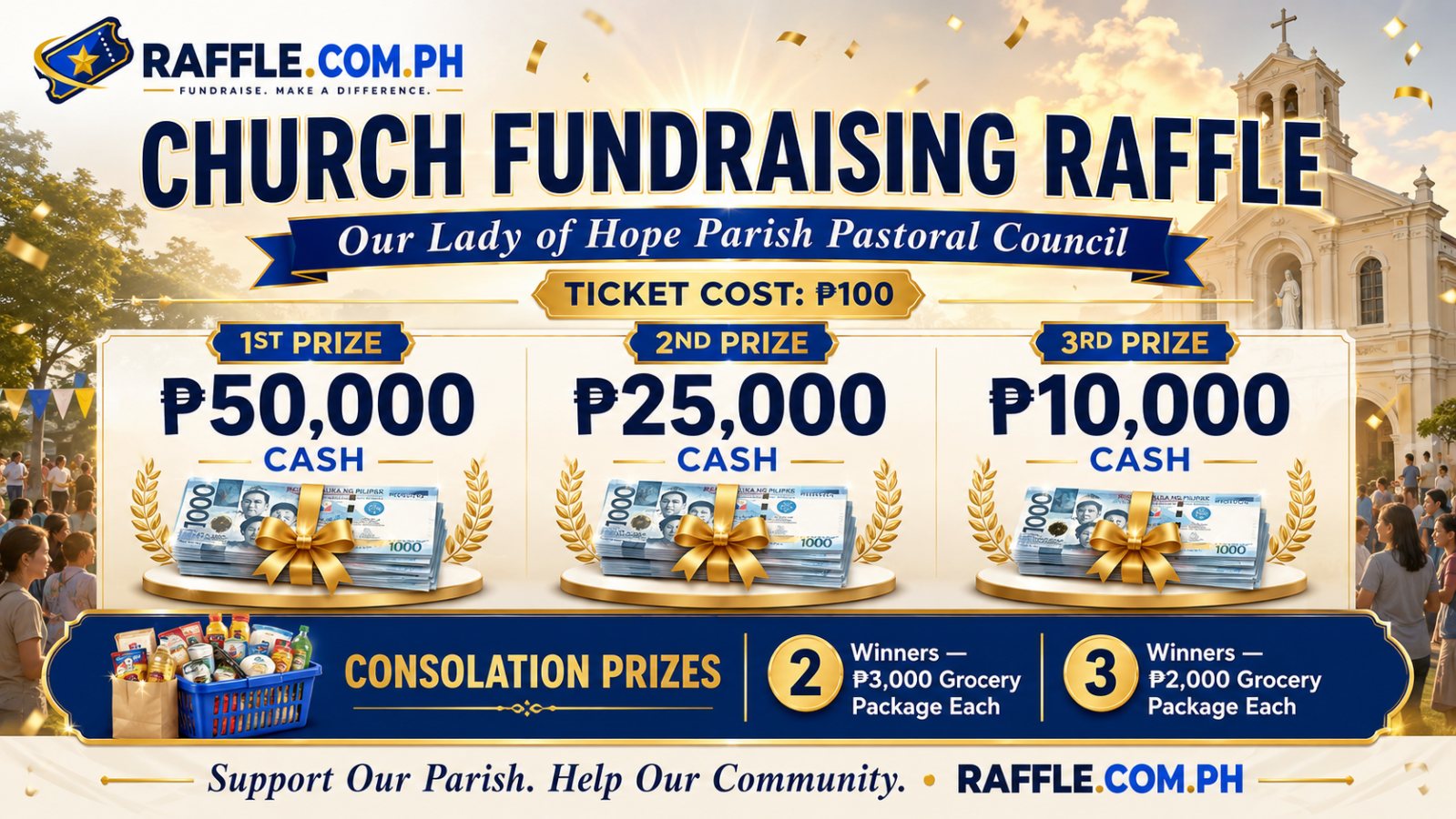 Churc Fundraising Raffle - Our Lady of Hope Parish Pastoral Council raffle banner